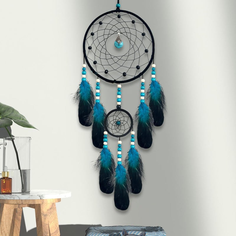 Awlee Dream Catchers for Adults Room Decor Blue Black Dreamcatcher Bedroom Wall Art Ornament Hanging Handmade Craft Gifts for Kids Boy - Image 4